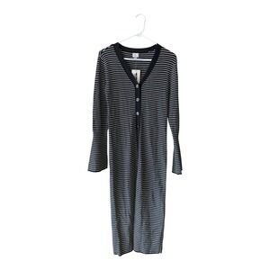 A-17 Women's Bell Long Sleeve Midi‎ Sweater Dress - A New Day Black Striped S